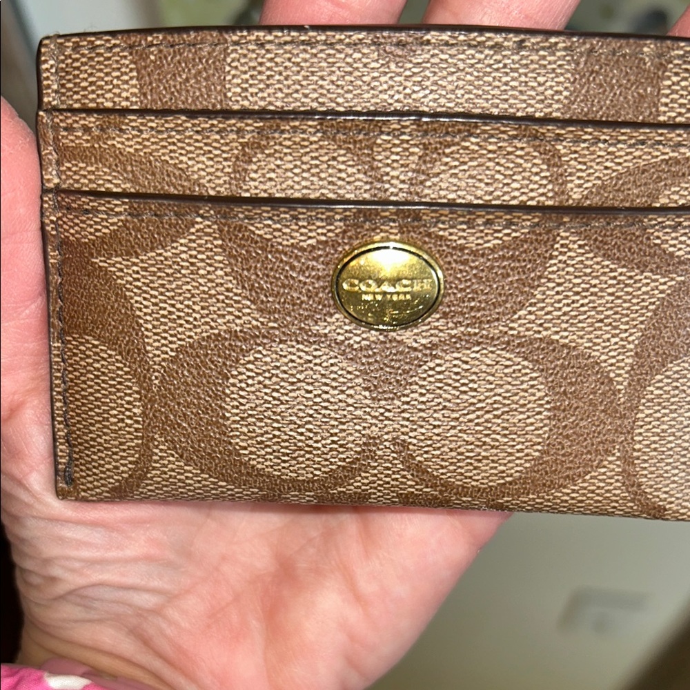 Coach Tan and Brown Card Holder with Gold Accent - Picture 9 of 9